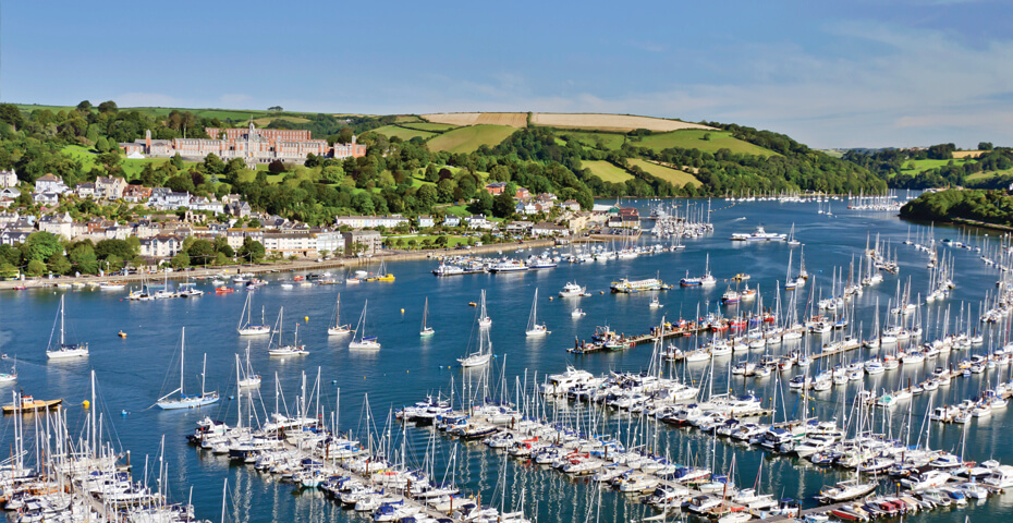 The harbour town of Dartmouth, just a short walk from Dart Marina