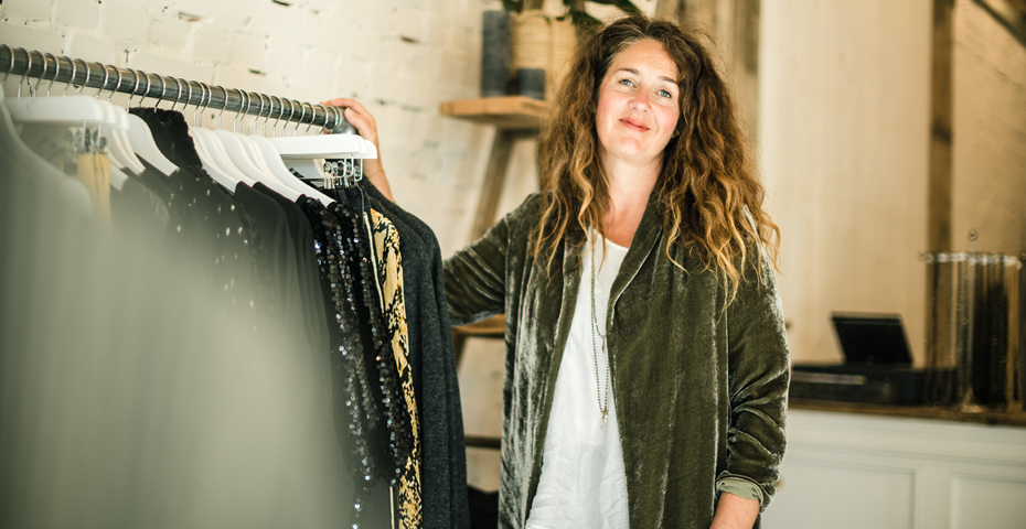 Emma Vowles, Founder and Creative Director of Busby & Fox - in the store