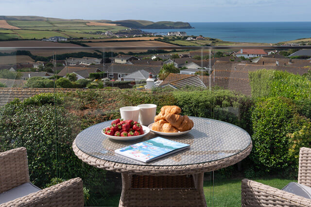 Luxury holiday homes in South Devon - Two Hoots - bistro table and chairs with a view.