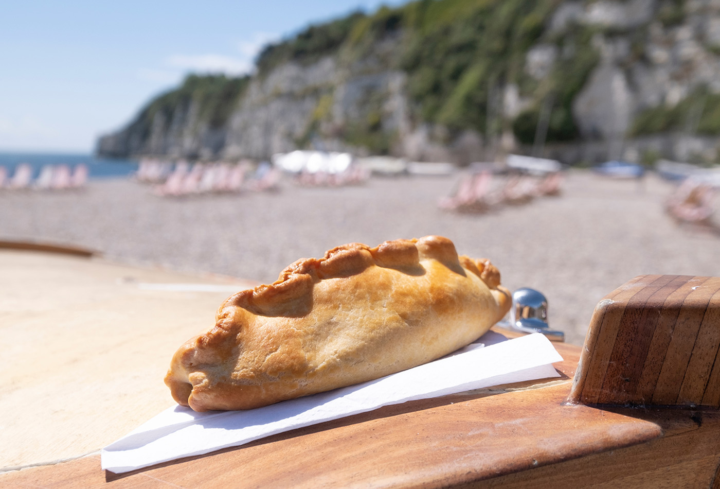 Cornish pasty on beach