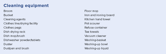 holiday let inventory checklist cleaning equipment