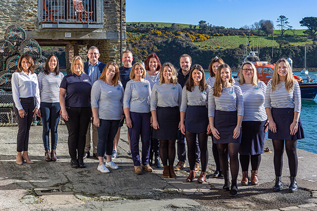 Coast and country cottages team in Salcombe harbour - vote for us in the British travel awards.