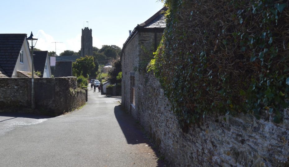 Head towards the church and the Green Dragon